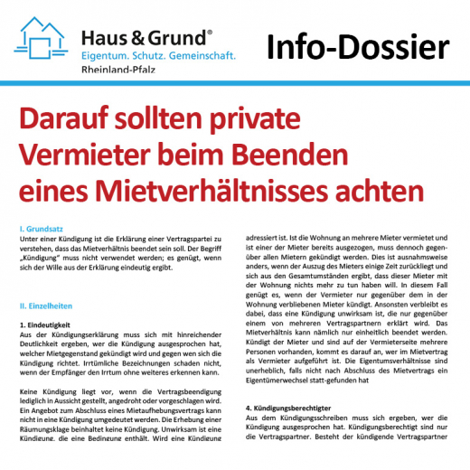 Info-Dossier: Darauf sollten private Vermieter beim Beenden eines Mietverhältnisses achten