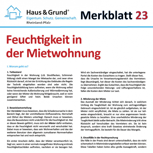 Merkblatt: Feuchtigkeit in der Mietwohnung