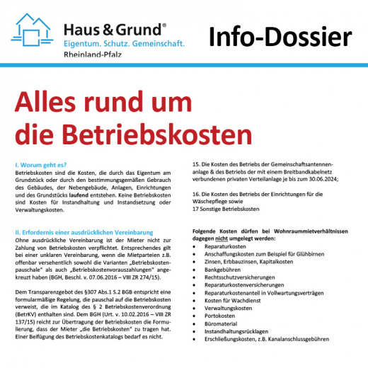 Info-Dossier: Alles rund um die Betriebskosten