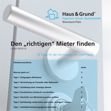 Broschüre: Den „richtigen“ Mieter finden - 10 Tipps für die Vermietung von Wohnraum