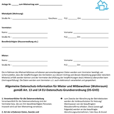 Kostenloser Bonus-Artikel: Datenschutzinformation/-erklärung für Vermieter