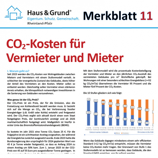 Merkblatt: CO2-Kosten für Vermieter und Mieter