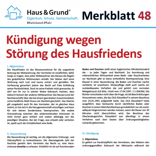 Merkblatt: Kündigung wegen Störung des Hausfriedens
