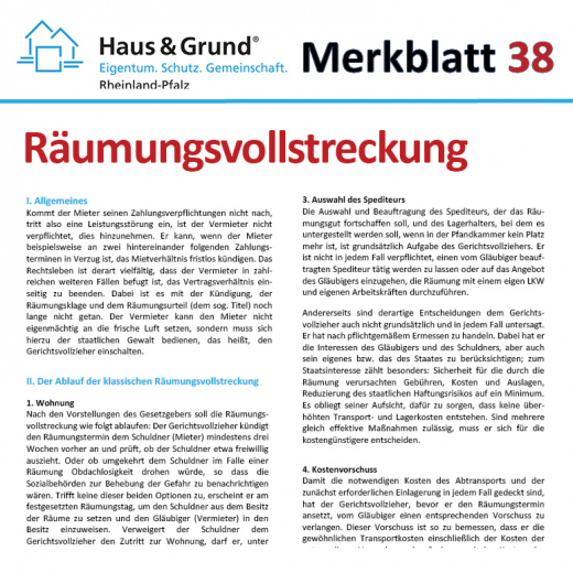 Merkblatt: Räumungsvollstreckung