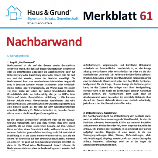Merkblatt: Nachbarwand