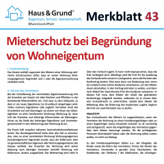 Merkblatt: Mieterschutz bei Begründung von Wohneigentum
