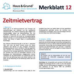Merkblatt: Zeitmietvertrag
