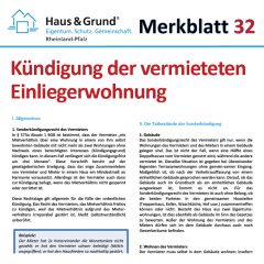 Merkblatt: Kündigung der vermieteten Einliegerwohnung