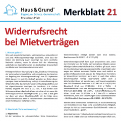 Merkblatt: Widerrufsrecht bei Mietverträgen