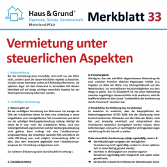 Merkblatt: Vermietung unter steuerlichen Aspekten